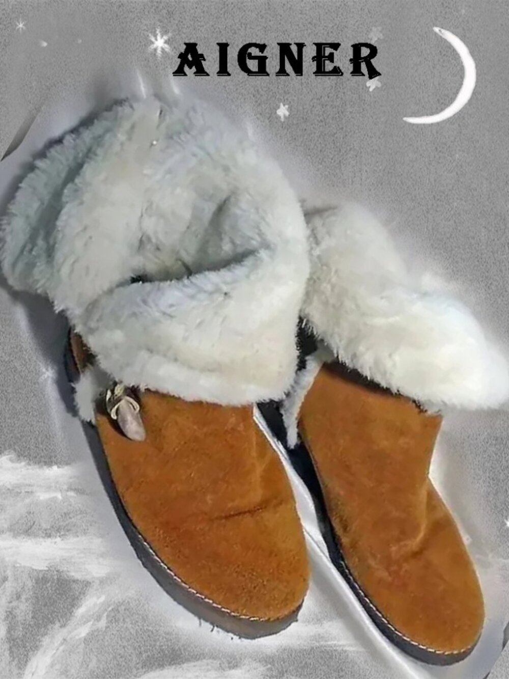 Vintage Etienne Aigner Sherpa Fleece Lined Winter Boots Convertible Ankle Boots